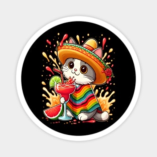 cat drinking margarita Magnet